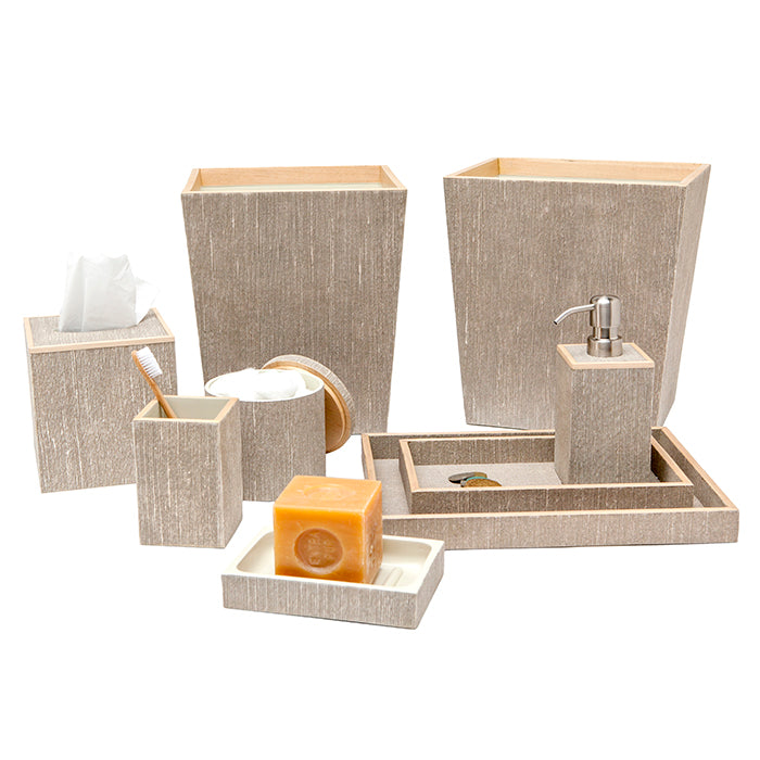 Bruges Faux Silk Square Waste Basket (Sand)