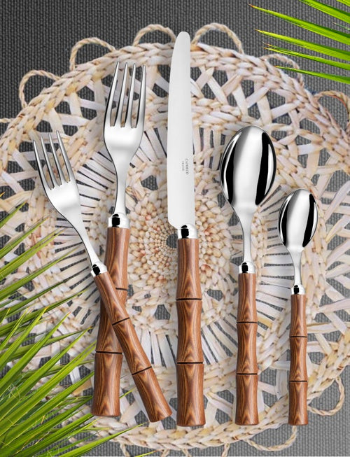 Capdeco Byblos Beechwood 18/10 Stainless Steel 5pc. Flatware Set
