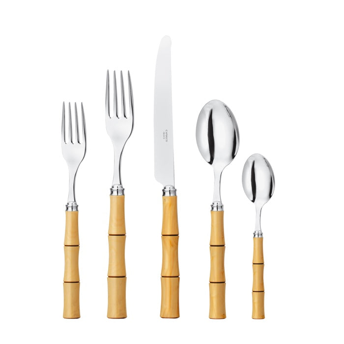Capdeco Byblos Natural Wood 18/10 Stainless Steel 5pc. Flatware Set