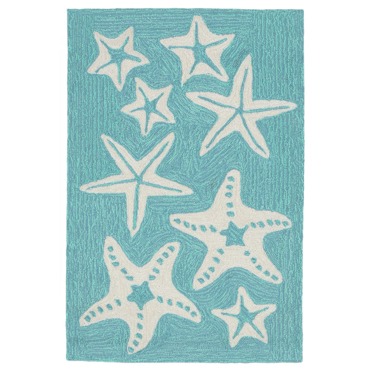 Liora Manne Capri Starfish Indoor/Outdoor Rug Aqua