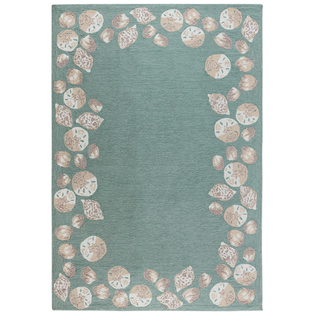 Liora Manne Capri Seashell Border Indoor/Outdoor Rug Aqua