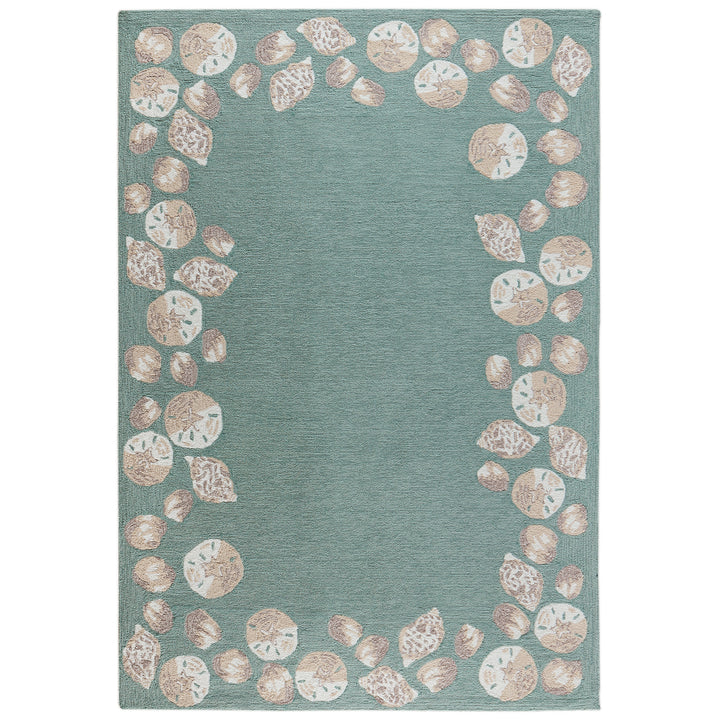 Liora Manne Capri Seashell Border Indoor/Outdoor Rug Aqua