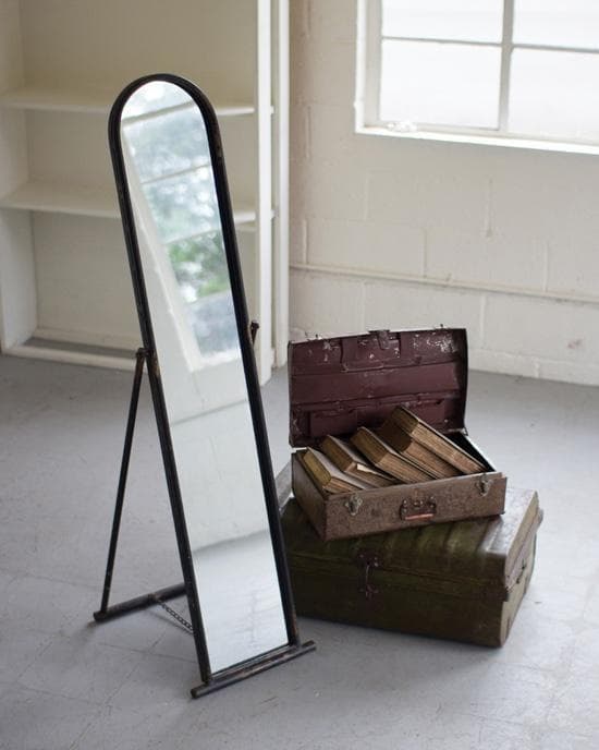 Floor Mirror with Metal Frame and Stand