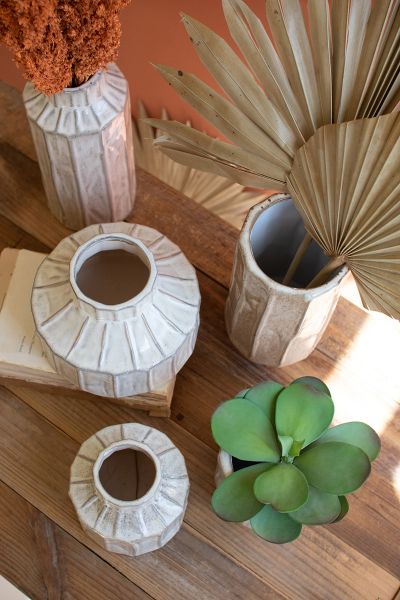 Set of 5 White Ceramic Planters - Thumbnail 5