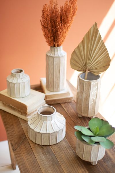 Set of 5 White Ceramic Planters - Thumbnail 2