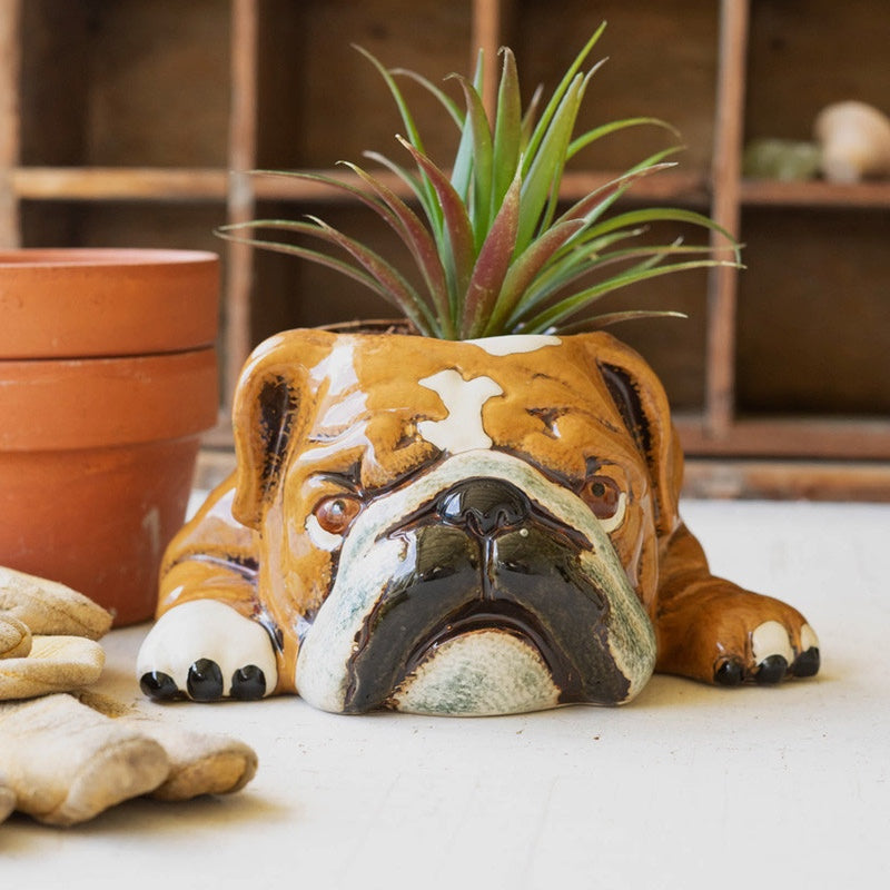 Ceramic Bulldog Planter