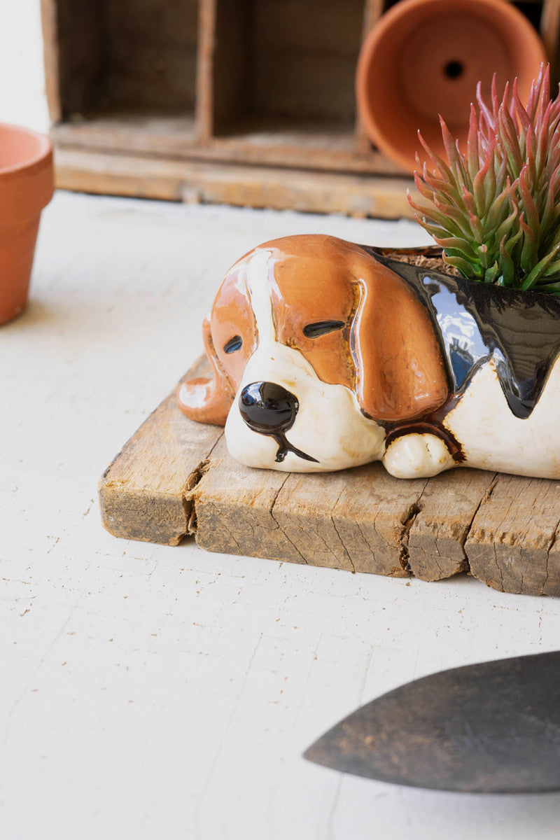 beagle plant pot Ceramic Beagle Planter