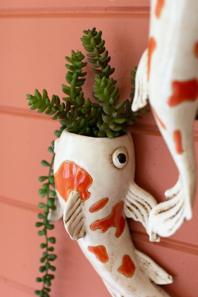 Ceramic Koi Fish Wall Planter