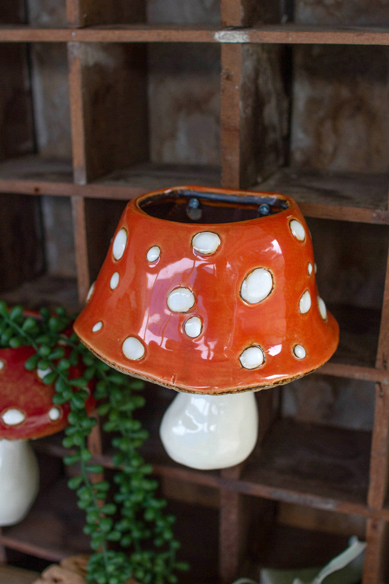 toadstool hanging planter Set Of 2 Ceramic Toadstool Wall Planters