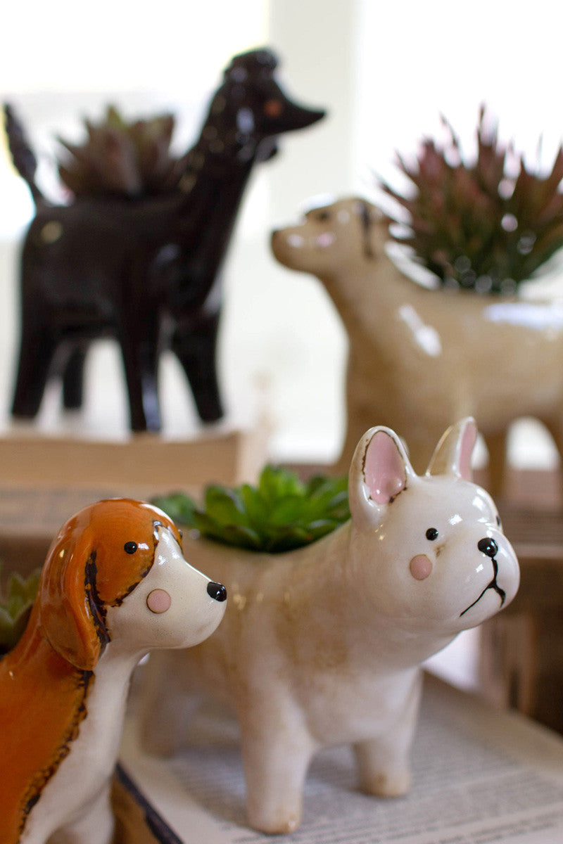 indoor dog planter Set Of 5 Ceramic Dog Planters