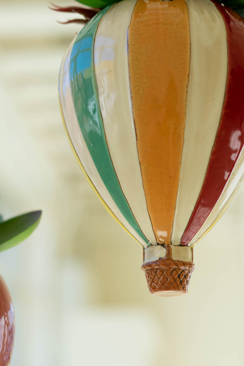 hot air balloon hanging planter Kalalou Set Of Two Ceramic Hot Air Balloon Hanging Planters