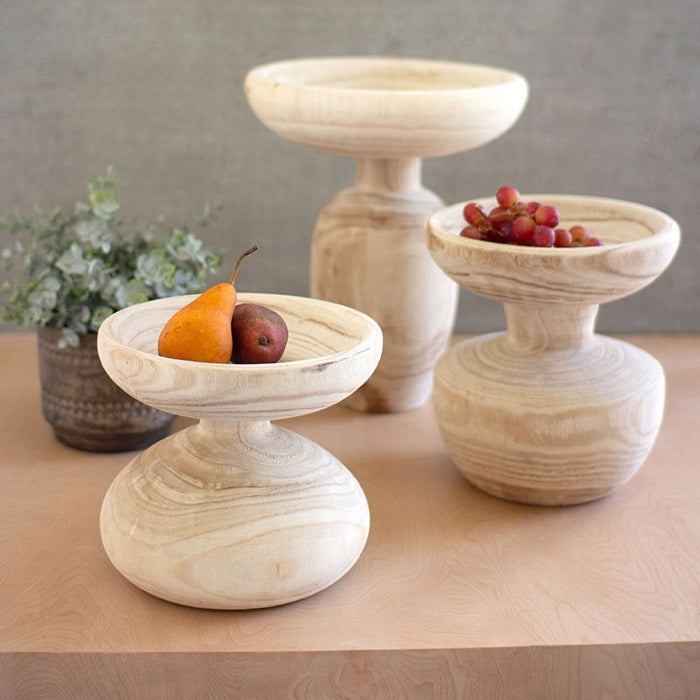Turned Wooden Pedestals Set Of Three