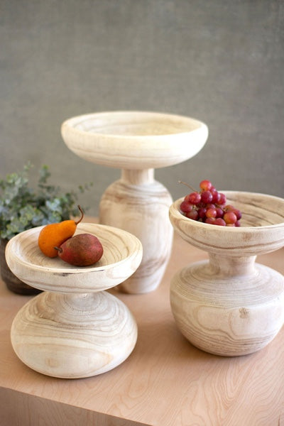 Turned Wooden Pedestals Set Of Three