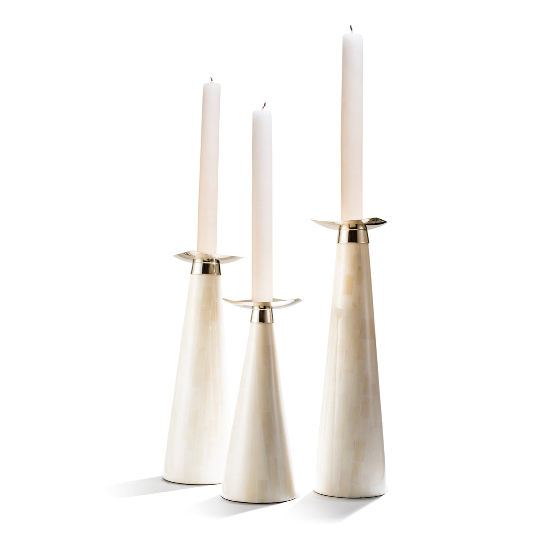 Ladorada Dark Horn Silver Candle Holder Set