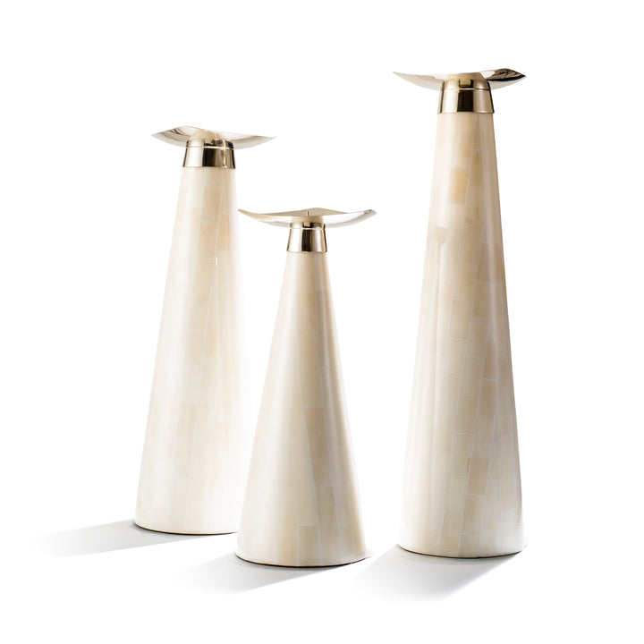 Ladorada Dark Horn Silver Candle Holder Set