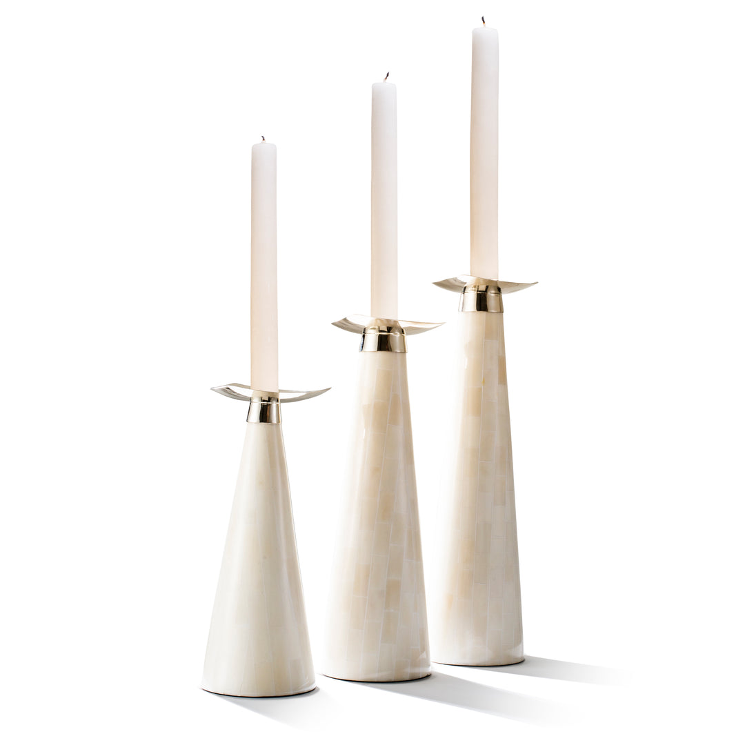 Ladorada Dark Horn Silver Candle Holder Set