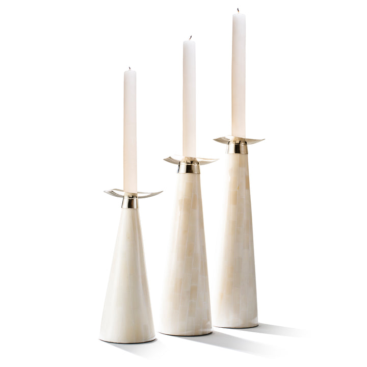 Ladorada Dark Horn Silver Candle Holder Set