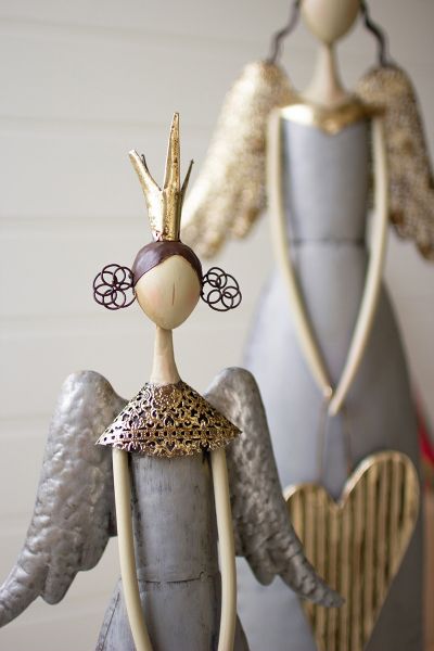 Set Of 2 Christmas Angels Holding A Heart And Star - Thumbnail 2