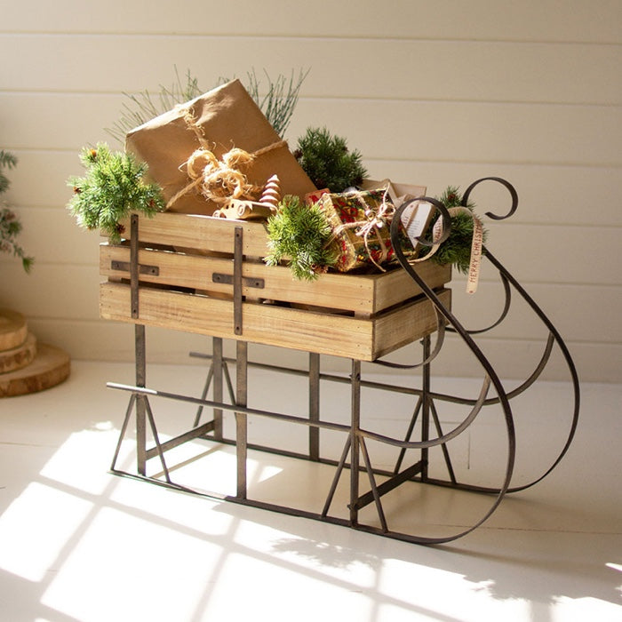 Wood And Metal Christmas Sled