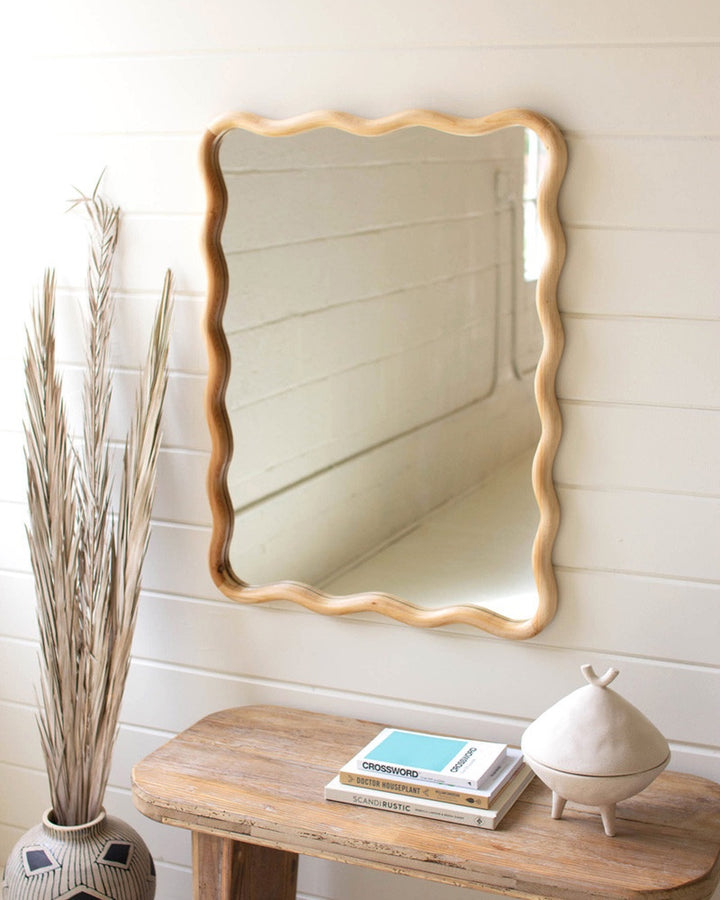 Wooden Squiggle Framed Mirror