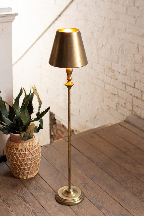 Antique Gold Floor Lamp With Metal Shade