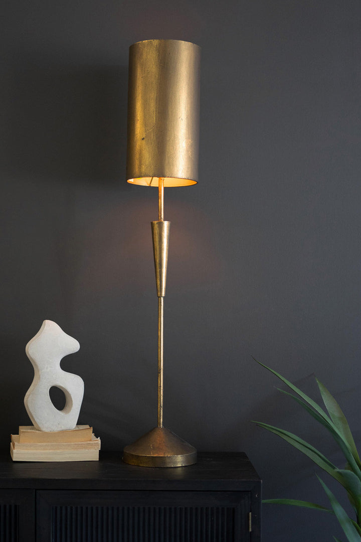 Antique Gold Table Lamp With Metal Barrel Shades