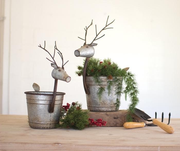 Metal Deer Planters Set/2