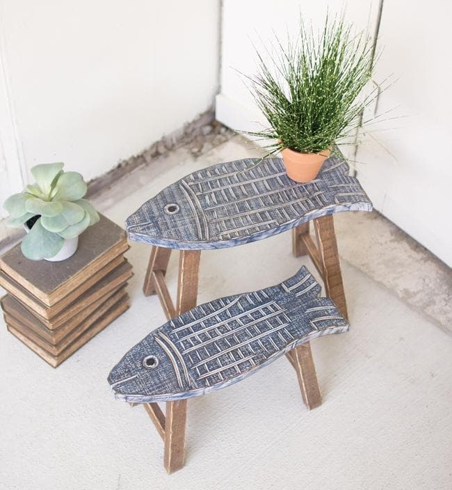 Wooden Fish Stools Set/2