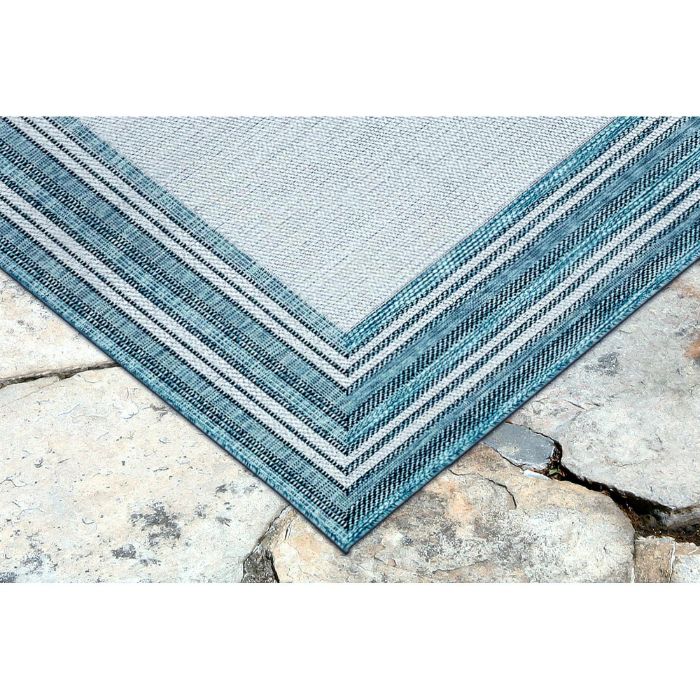 Liora Manne Carmel Multi Border Indoor/Outdoor Rug Aqua