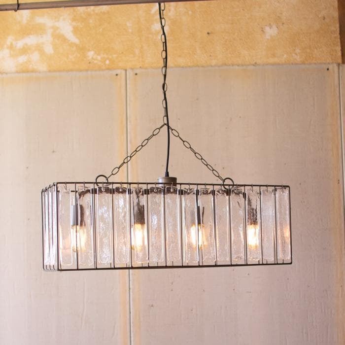 Rectangle Pendant Light with Glass Chimes