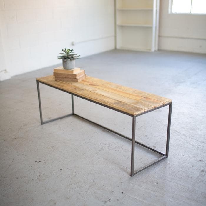 Iron Recycled Wood Bench
