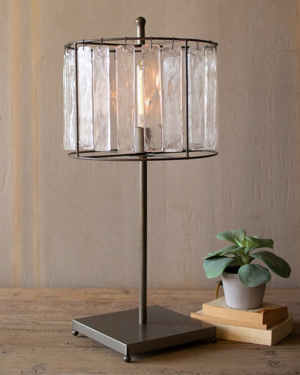 Glass Chimes And Raw Metal Table Lamp