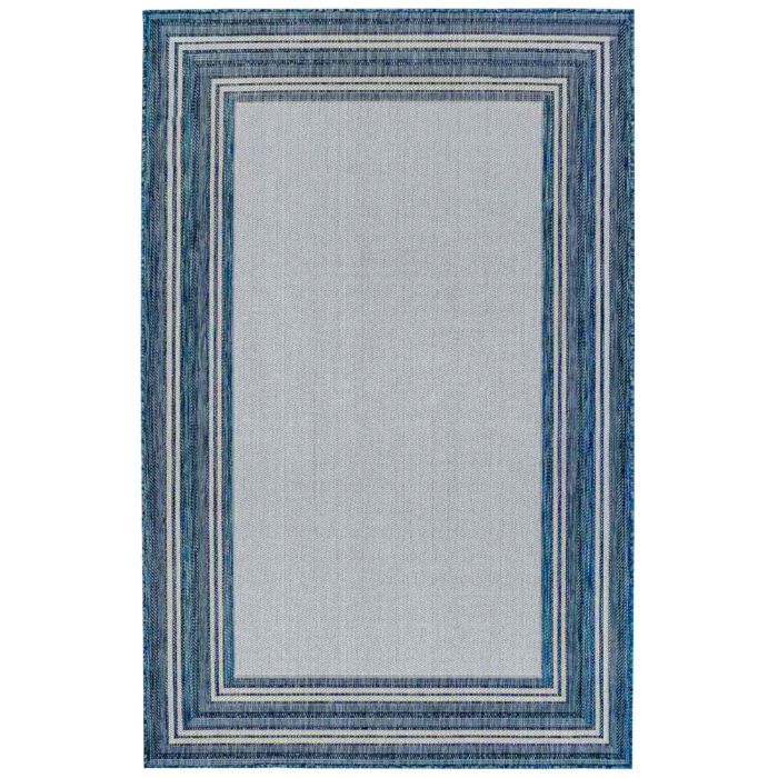 Liora Manne Carmel Multi Border Indoor/Outdoor Rug Navy