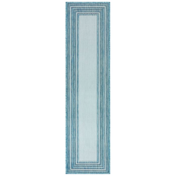 Liora Manne Carmel Multi Border Indoor/Outdoor Rug Aqua