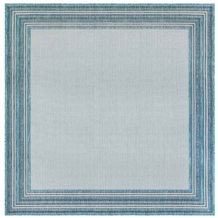 Liora Manne Carmel Multi Border Indoor/Outdoor Rug Aqua