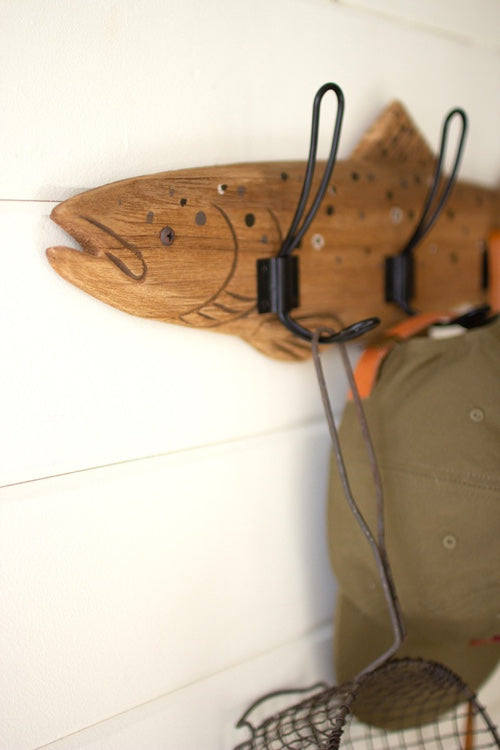 Wooden Trout Coat Rack