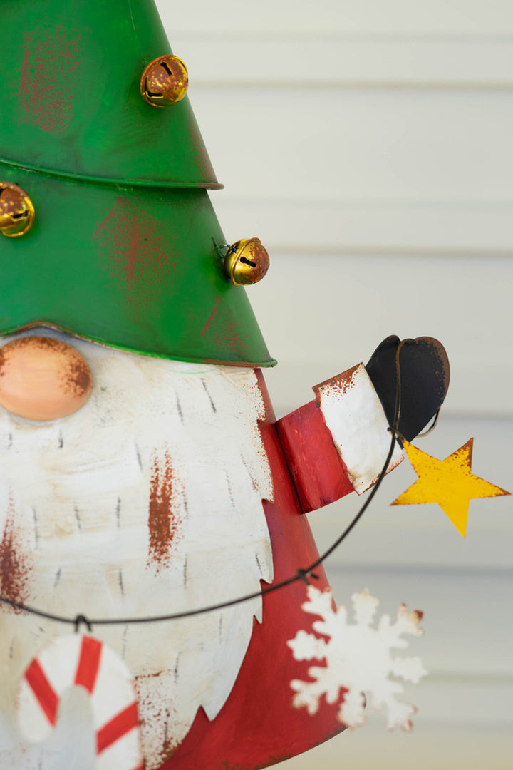 Painted Metal Christmas Gnome