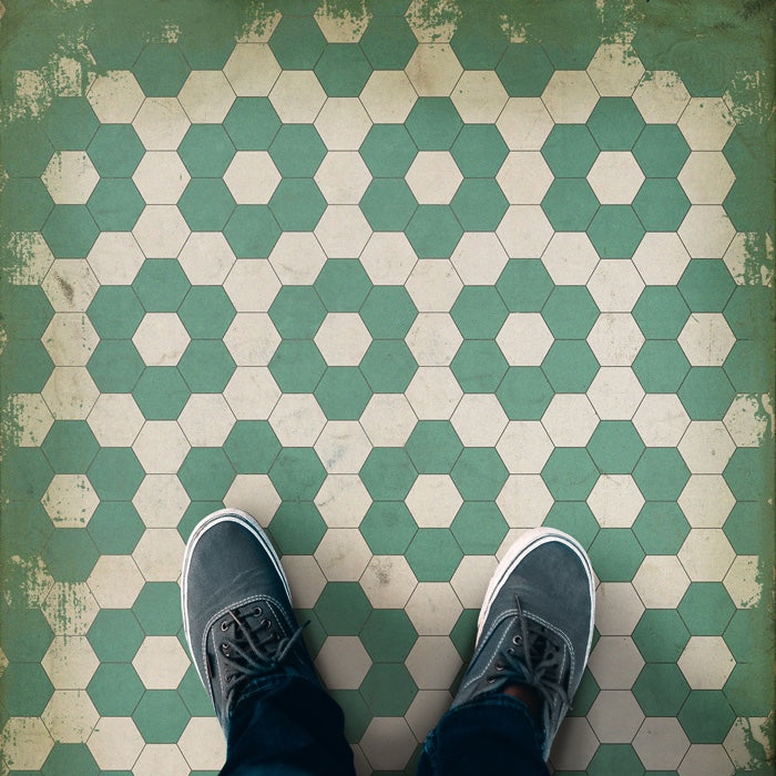 Vintage Vinyl Floorcloth Mats Pattern 02 Pushing Up Daisies - Thumbnail 3