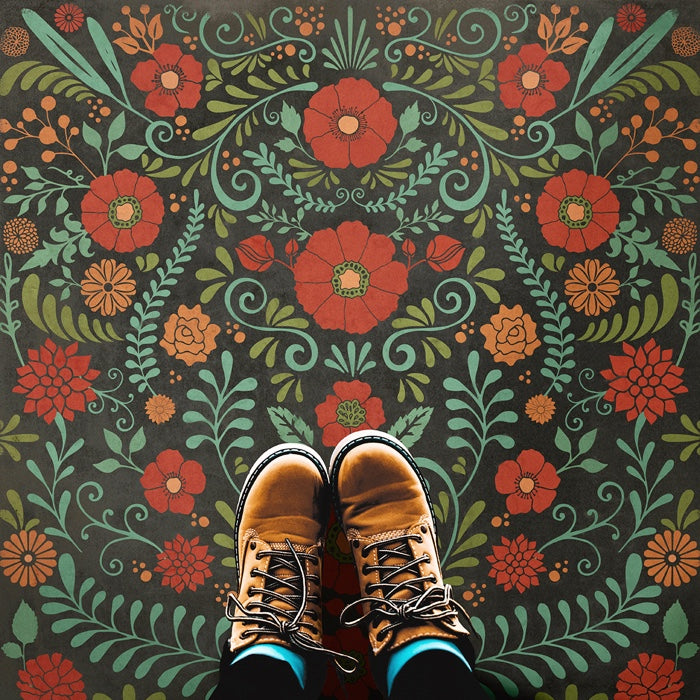 Spicher & Company Vintage Vinyl Floorcloth Mat (Classic Pattern 36 A Garden to Walk In)