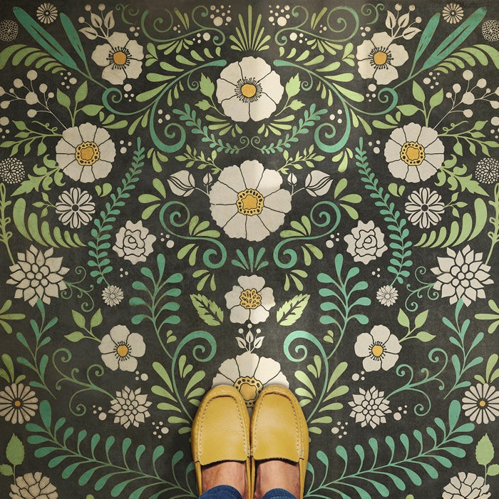 Vintage Vinyl Floorcloth Rug (Pattern 36 Always and Always)