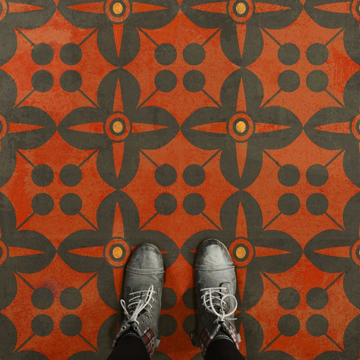 Vintage Vinyl Floorcloth Mats (Pattern 03 Red Rum)