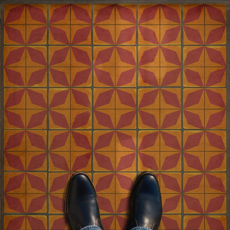 Vintage Vinyl Floorcloth Rug (Pattern 54 Mars Rising)