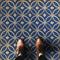 Vintage Vinyl Floorcloth Rug (Pattern 70 Dress Blues)