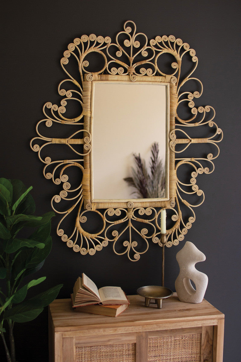 Ornate Rattan Framed Mirror
