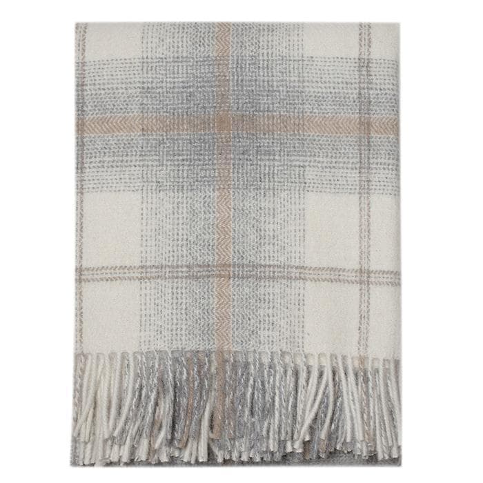 Awenda Alpaca Wool Throw (Ivory/Tan Checks)