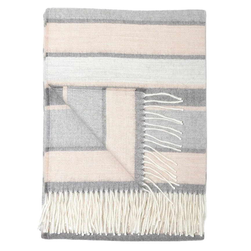 Modena Baby Alpaca Throw (Tan, Light Grey & Dark Grey Stripes)