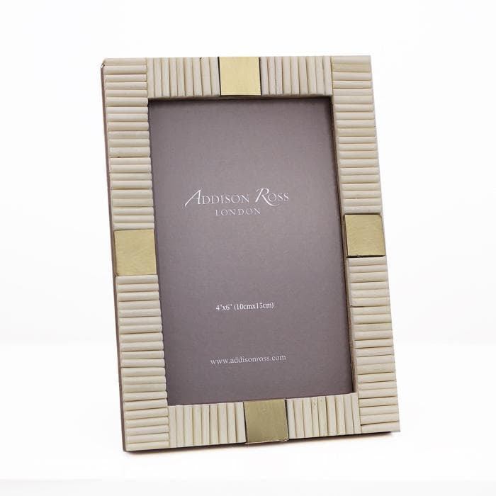 Addison Ross Bone Picture Frame (Cream Stripe w/Gold) -4x6