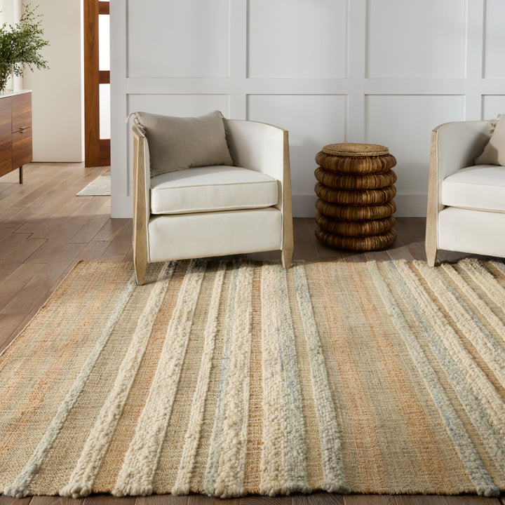 Jaipur Living Eirene Natural Striped Beige/ Blue Area Rug (GALILEA - GLE01)