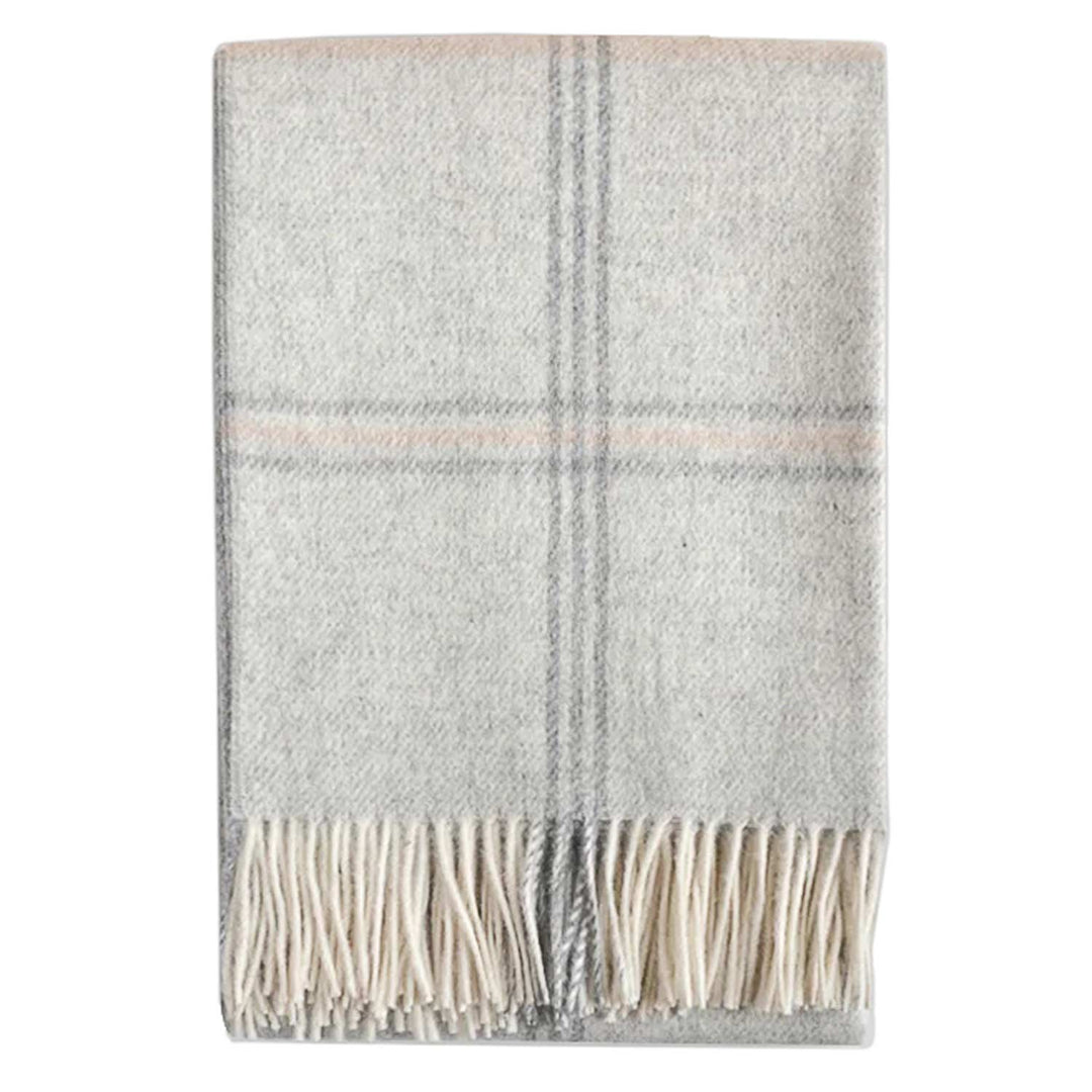 Glengarry Alpaca Wool Throw (Light Grey with Dark Grey/Tan Plaid)