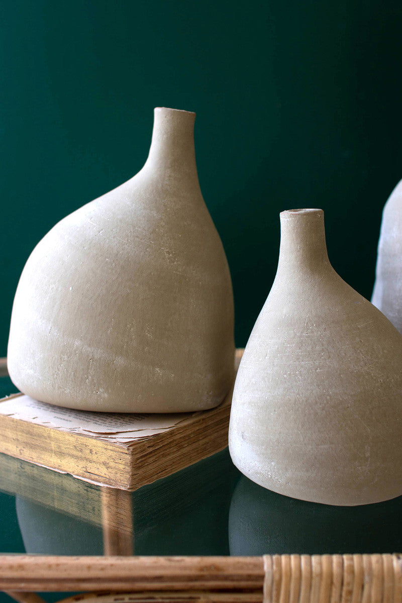 Set Of 3 Clay Teardrop Bud Vases